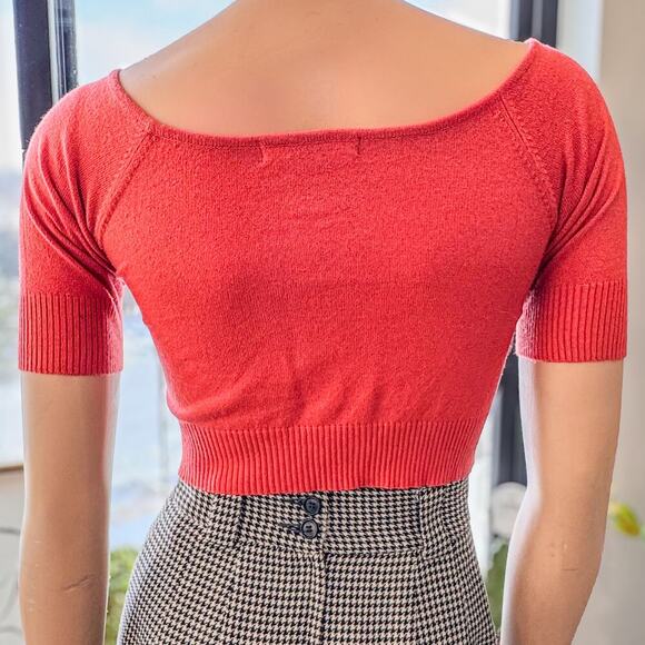 Bedo Brand, Coral Short Sleeve Crop Top Lightweight Sweater, Women's Size: Small - Picture 6 of 7